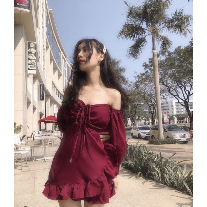 ĐẦM XINH TRỄ VAI TAY DÀI STELLA DRESS thiết kế sau lưng bo chun form ngắn tôn dáng style ullzang diện lễ và tết