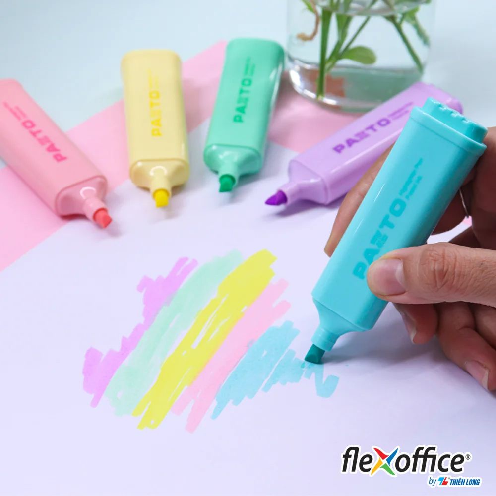 Bút dạ quang màu Pastel Thiên Long Flexoffice Pazto FO-HL009/VN - Bút nhớ dòng rửa được HL-009