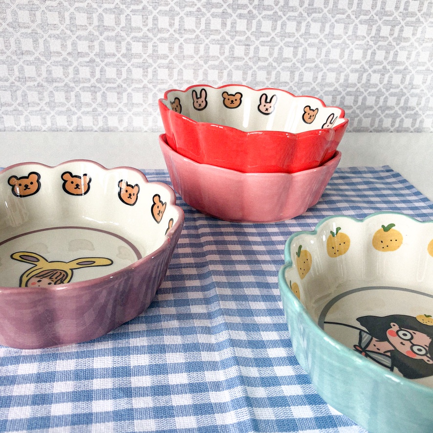 Combo Dĩa + Thố hình cô gái style Hàn Quốc