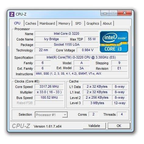 CPU i3 3250 - CPU I3 3240 - CPU i3 3220 - Tặng Kèm Fan Intel