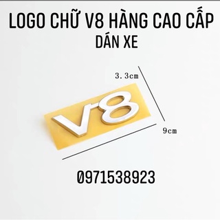 Logo chữ nổi V8 dán xe hàng cao cấp xịn