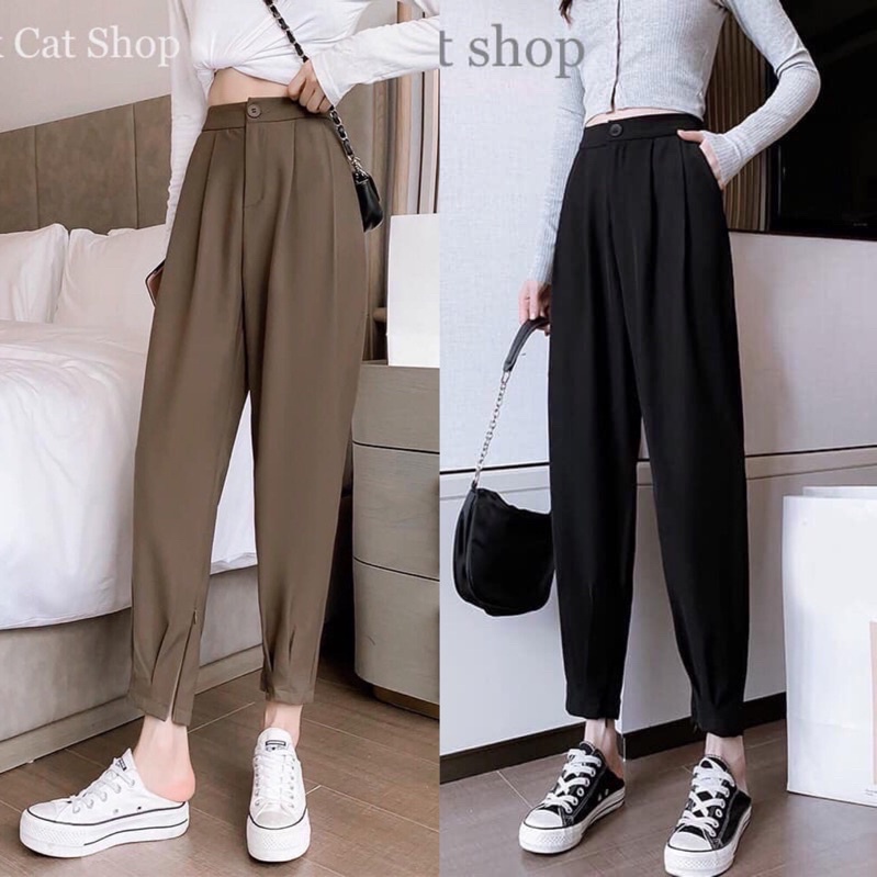 Quần Baggy Nữ 💖FREESHIP💖 Quần Âu Công Sở Thiết Kế Cạp Cao Lưng Chun Khóa Gấu Chất Tuyết Mưa Đẹp - HÀNG MỚI VỀ