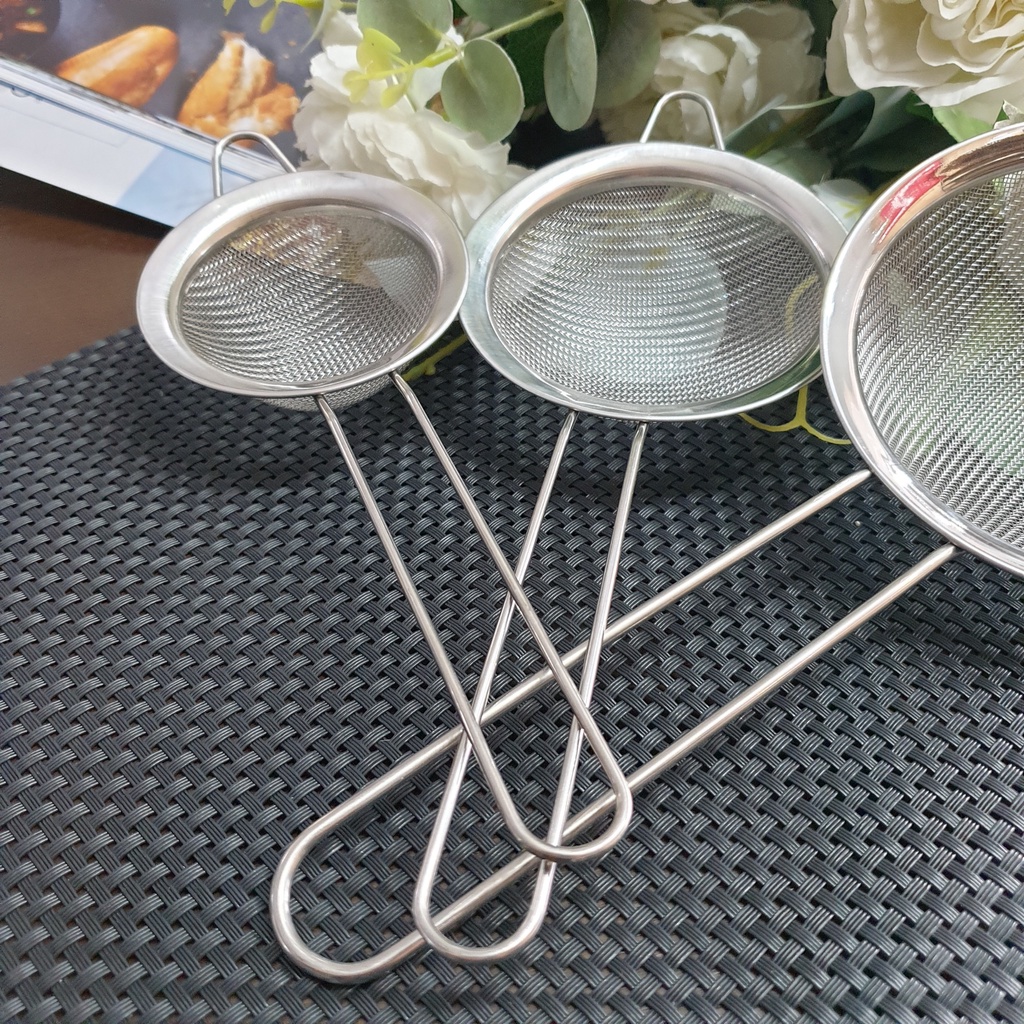 RÂY LỌC TRÀ INOX, vợt lọc trái cây, lọc bột, lọc thức ăn bằng inox cao cấp đủ size tiện dụng - THE GARDEN
