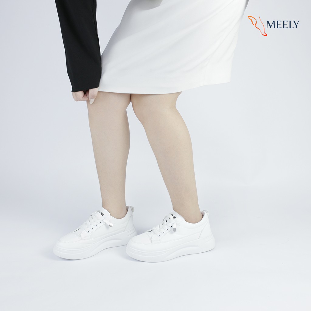 Giày Thể Thao Nữ MEELY Màu Trắng Sneaker Ulzzang Đế Bằng Kiểu Basic - BCA01