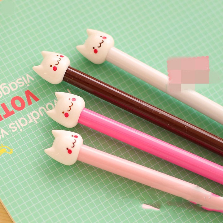 Bút gel nước mèo ngượng má hồng dễ thương – Bút dễ thương