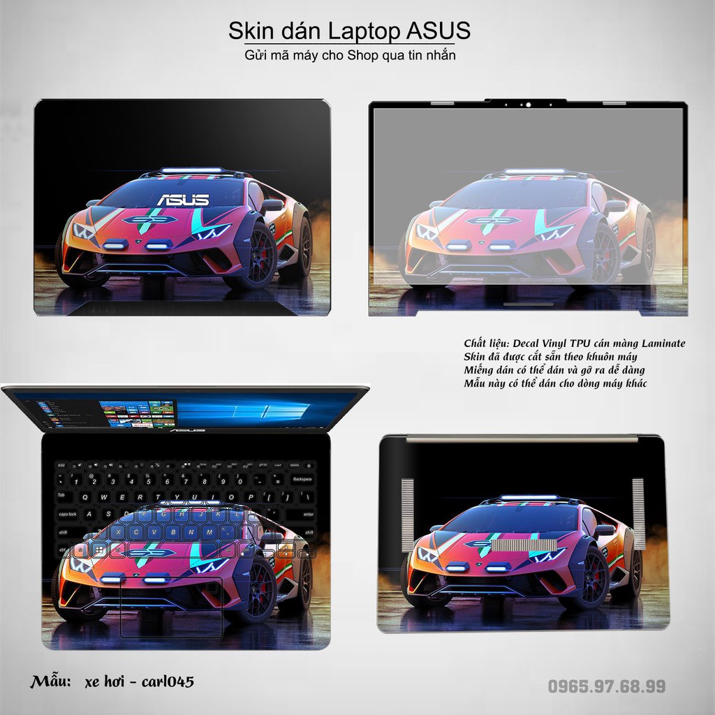 Skin dán Laptop Asus in hình xe hơi nhiều mẫu 2 (inbox mã máy cho Shop)