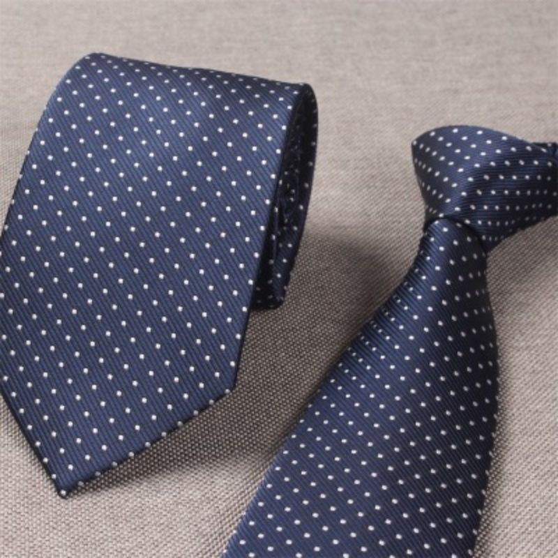 Cà Vạt Bản Rộng 8CM Họa Tiết Chấm Bi Màu Xanh Navy Đậm Phong Cách Công Sở Thanh Lịch