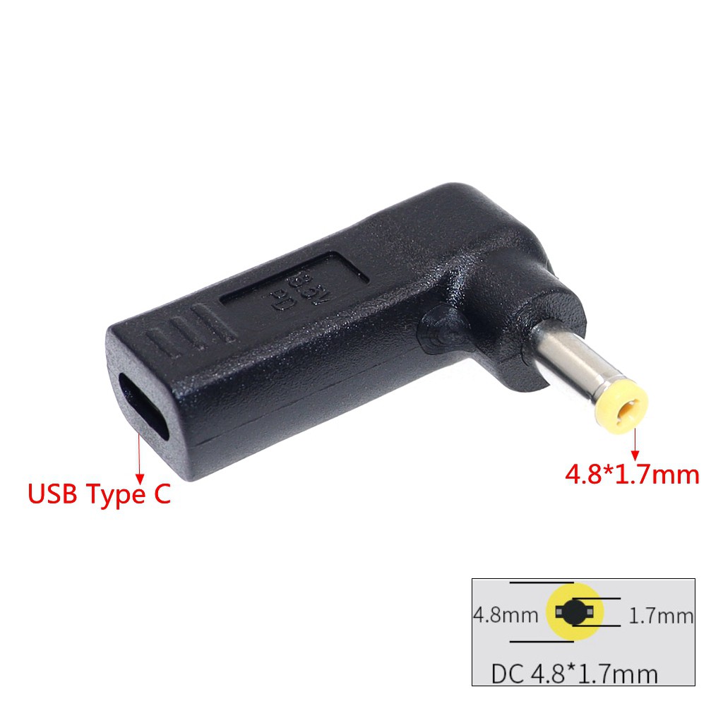 Đầu sạc chuyển đổi cổng USB Type C sang nguồn điện DC 4.8x1.7mm / 4.8*1.7mm chuyên dụng cho laptop HP Asus