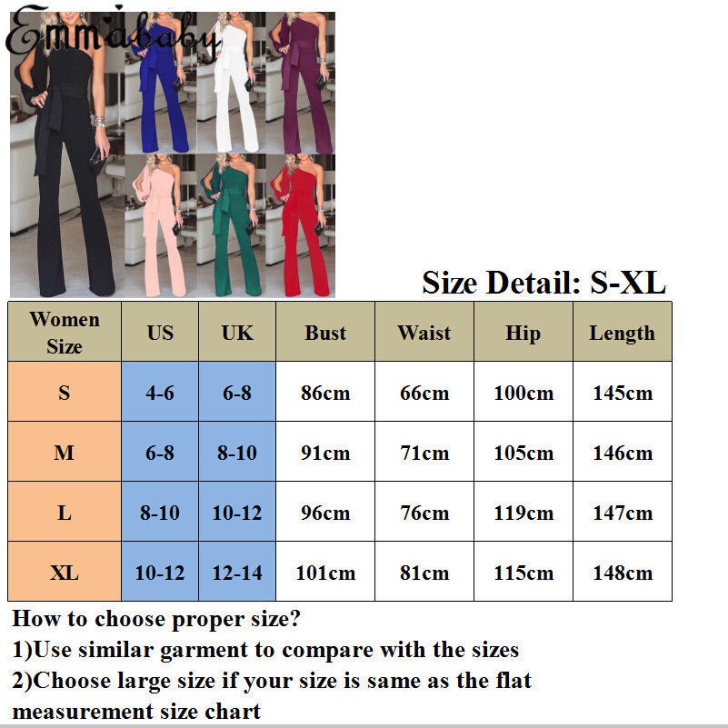 NFW♥Women One-Shoulder High Waist Lace Up Slim Loose Long Trousers Jumpsuit Playsuit Set