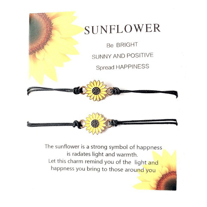 Vòng Tay Dây Bện Mặt Hình Hoa Hướng Dương / Hoa Hướng Dương Có Thể Điều