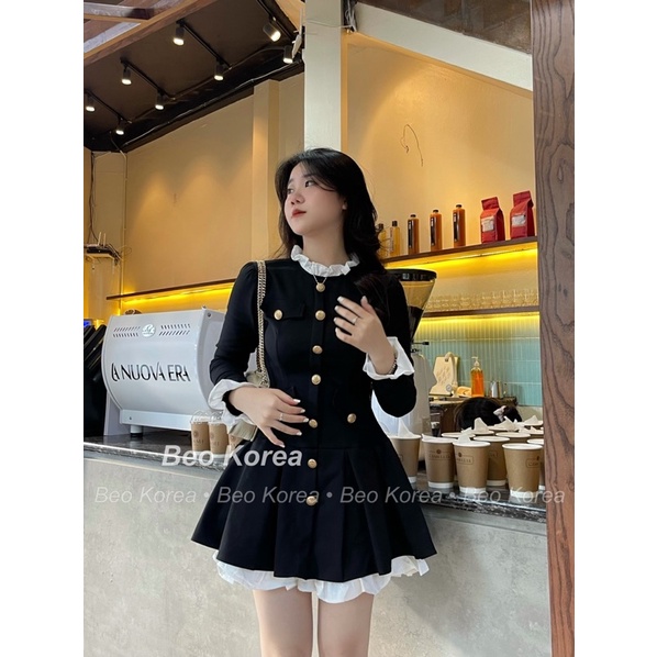 Váy thiết kế dài tay Tùng xoè xinh xắn.Đầm tay dài dáng xoè/Shyncloet