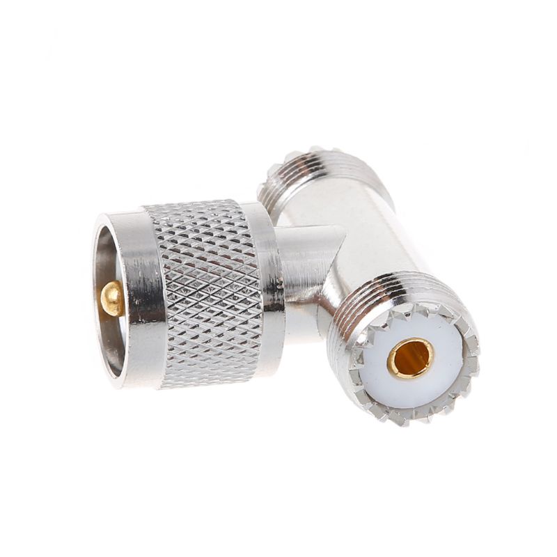 Đầu Nối Đồng Trục 3 Chiều UHF PL259 Sang 2 UHF Female SO239 RF Hình Chữ T