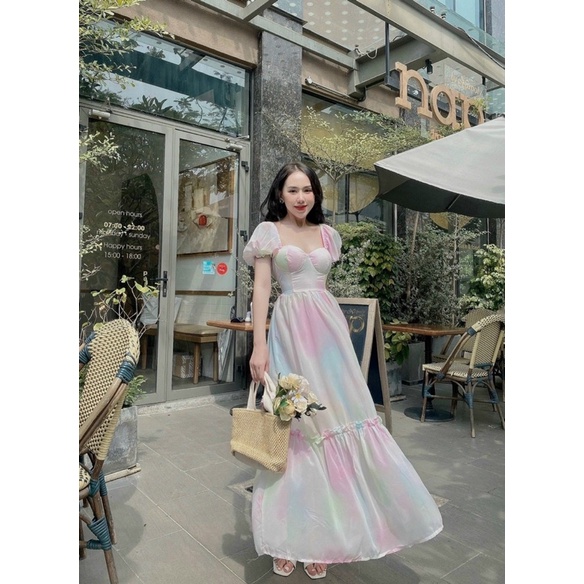 Sẵn đầm maxi đi biển loang phồng dáng dài tiểu thư tùng xoè siêu rộng tha hồ sống ảo chụp hình cực chất chill