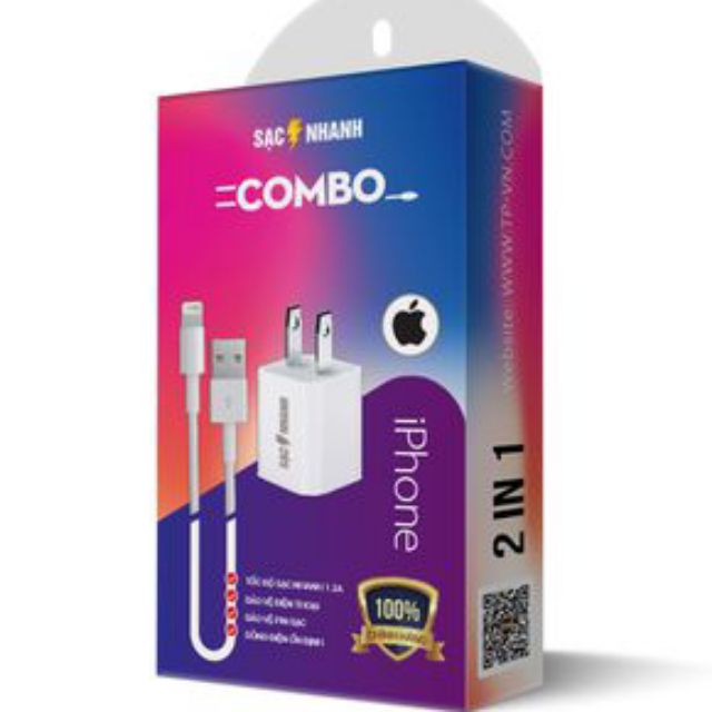 [Mã ELFLASH3 hoàn 10K xu đơn 20K] sạc bộ COMBO - iphone củ vuông