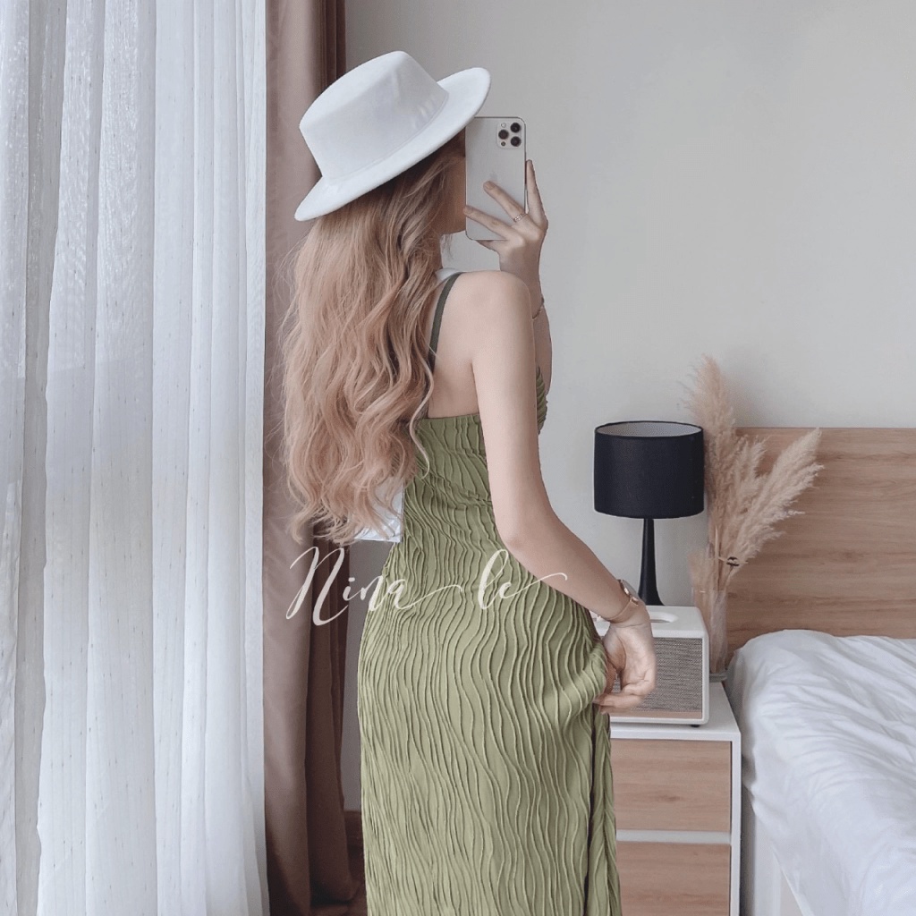 ĐẦM THUN SÓNG HAI DÂY THIẾT KẾ HAI LỚP DÁNG SUÔNG THEO FORM MẶC LÀ XINH CỰC HOT UP