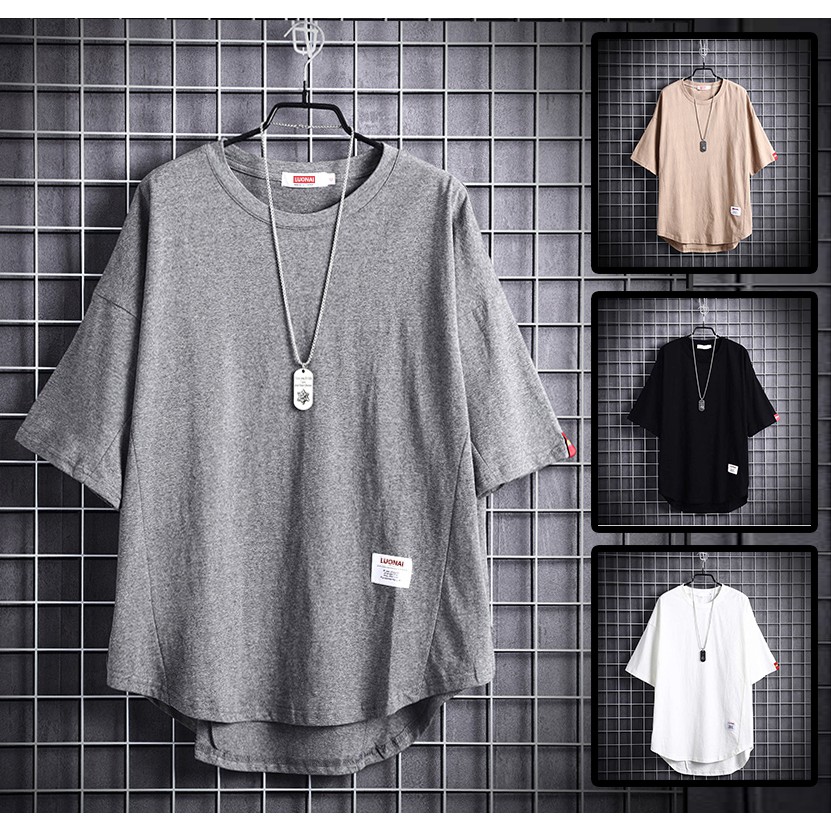 Áo Thun Nam Tay Lỡ Cổ Tròn Trơn Màu Dáng Đuổi Tôm Phong Cách Trẻ Trung Thời Trang Zenkonu TOP NAM 145