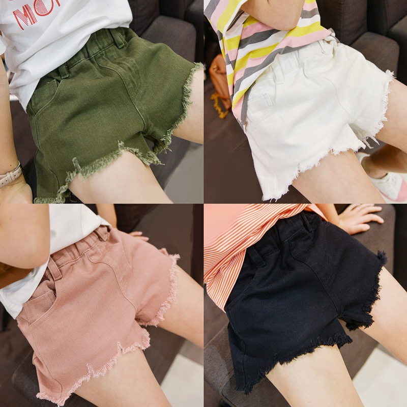 Mới Quần Short Denim Rách Cá Tính Thời Trang 2022 Cho Bé Gái
