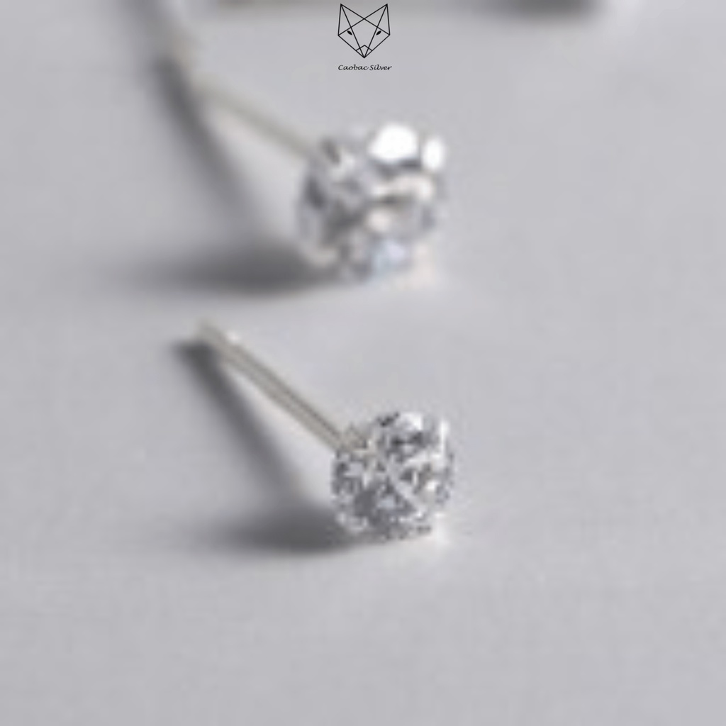 Khuyên Tai Bạc Ta Nụ Đá 4Li Nhỏ Xinh Caobac Silver Mặt Đính Nụ Bạc Đá Độc Đáo Cá Tính Unisex Đơn Giản Cho Nam Và Nữ