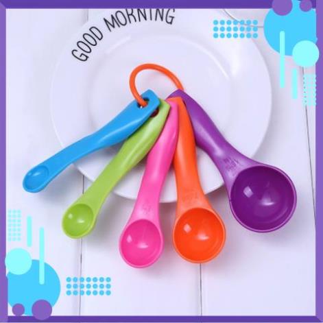 Bộ thìa đong, muỗng đong nhà bếp 5 món (set 5 cái), thìa đo lường, định lượng bột, sữa, thuốc, gia vị bằng nhựa an toàn