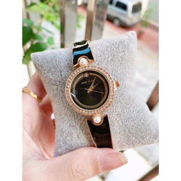 [Free Ship]  Đồng hồ ANNE KLEIN nữ mặt tròn viền đá sang chảnh -Jun31watch