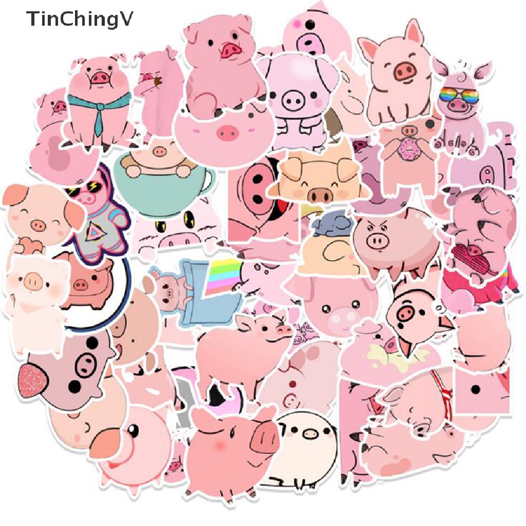 Bộ 50 Miếng Dán Chống Thấm Nước Hình Chú Heo Dễ Thương Dành Cho Trẻ Em DIY