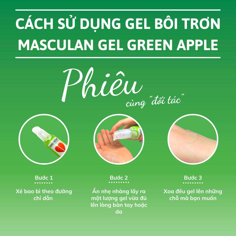 Gel bôi trơn cao cấp Masculan Green Apple - Trơn tru - Gốc nước - Không chất bảo quản - An toàn - 75ml