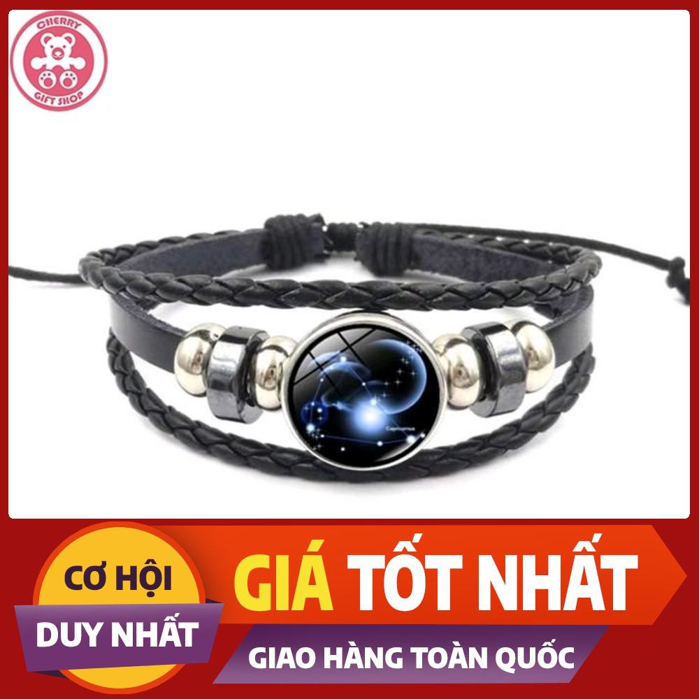 Vòng Đeo Tay Bằng Da Có Biểu Tượng 12 Cung Hoàng Đạo Ma Kết - Cherry Gift Shop