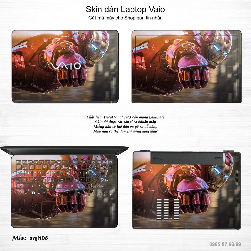 Skin dán Laptop Sony Vaio in hình Avenger _nhiều mẫu 2 (inbox mã máy cho Shop)