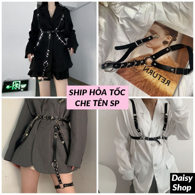Đai nịt thắt lưng dây xích - 2 kiểu đeo đa dụng sexy nam nữ unisex phong cách - harness belt và choker đùi