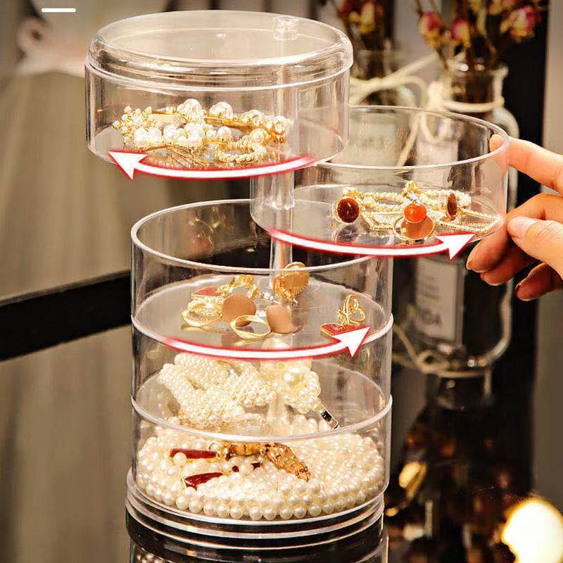 Hộp Đựng Trang Sức Khuyên Tai/Kẹp Tóc Nhiều Tầng Chống Oxy Hóa Có Thể Xoay Được Kiểu Dáng Tinh Tế