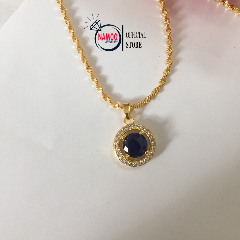 Dây Chuyền Đính Đá Nhiều Màu V509, Mặt Dây Chuyền Mạ Vàng Namoo Jewelry