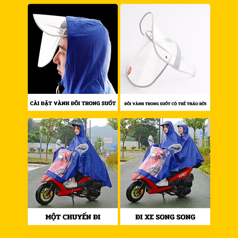 Áo Mưa đôi, Cực Dày Áo Mưa Xe Máy Nam Nữ áo Mưa Người Lớn Oxford Vải áo Mưa Cực Lớn