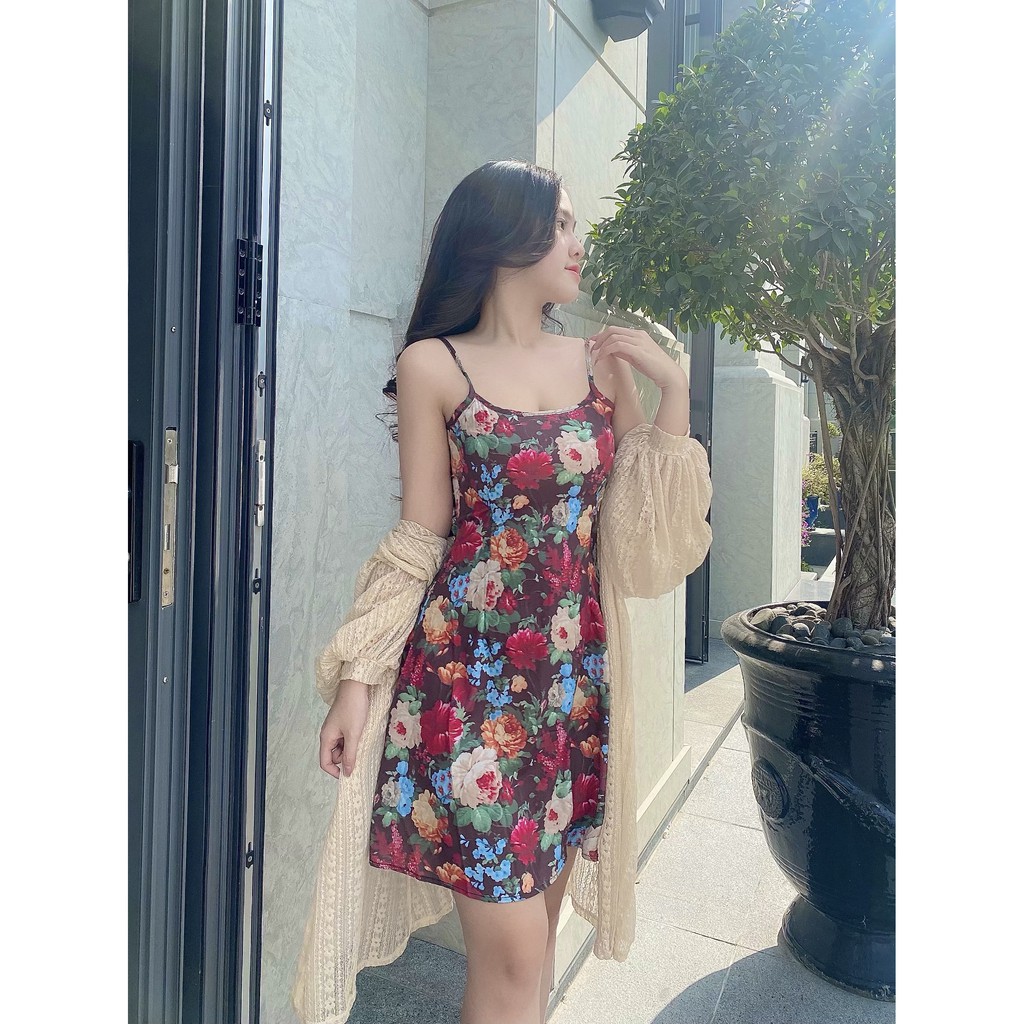 Đầm hoa hai dây tôn dáng HDT37 Hỉn Hỉn Store