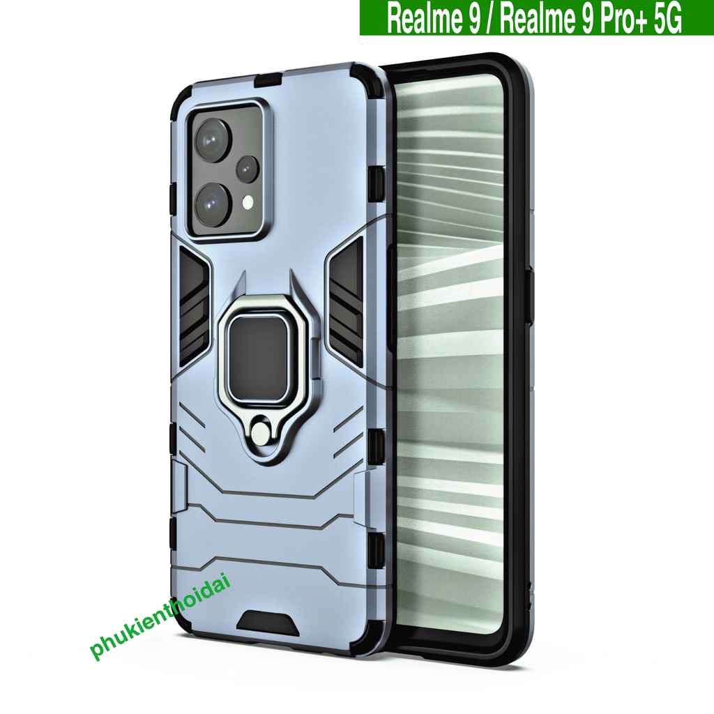 Ốp lưng Realme 9 4G / Realme 9 Pro+ 5G Iron Man Iring chống sốc giá đỡ mặt lưng xem phim bảo vệ toàn diện