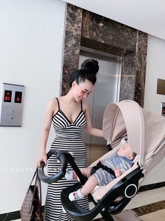 Váy 2 dây kẻ sọc cúp ngực❣️