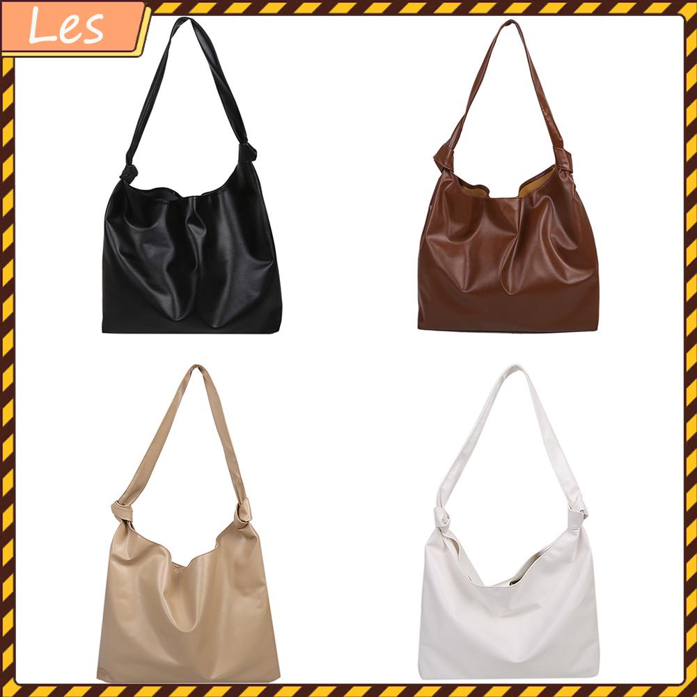 Túi xách da PU dung tích lớn màu trơn phong cách cổ điển cho nữ