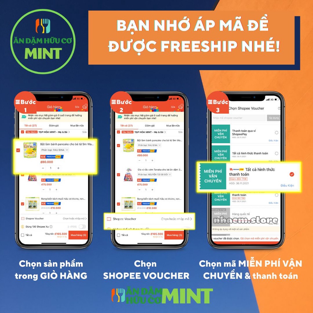 Áo yếm ăn dặm dài tay yếm ăn dặm chống thấm cho bé từ 6m+ Ăn dặm hữu cơ Mint