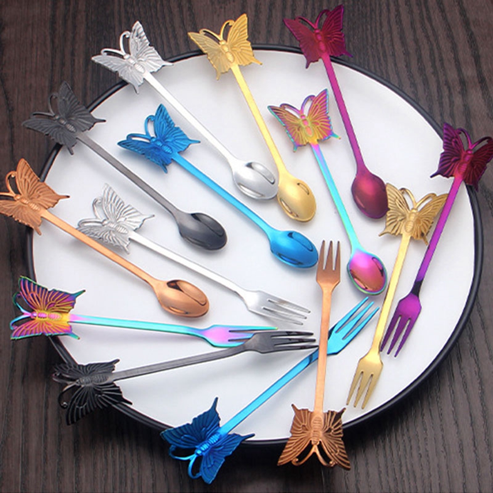 EPOCH 1 Muỗng Cà Phê Hình Bướm Bằng Thép Không Gỉ Nhiều Màu