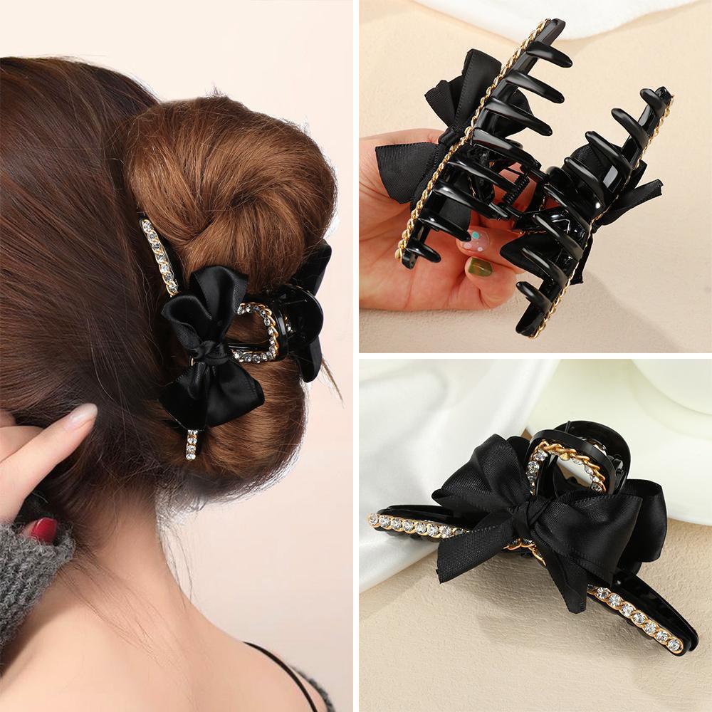 MELODG Kẹp Tóc Hình Nơ Đính Đá Thời Trang
