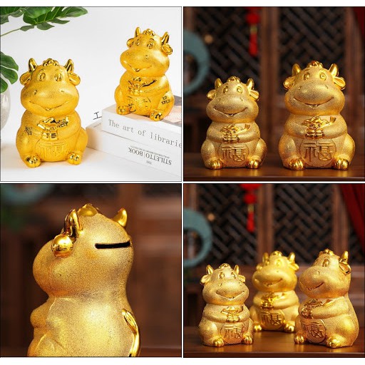 Ống Heo Tiết Kiệm Hình Trâu Vàng Dễ Thương