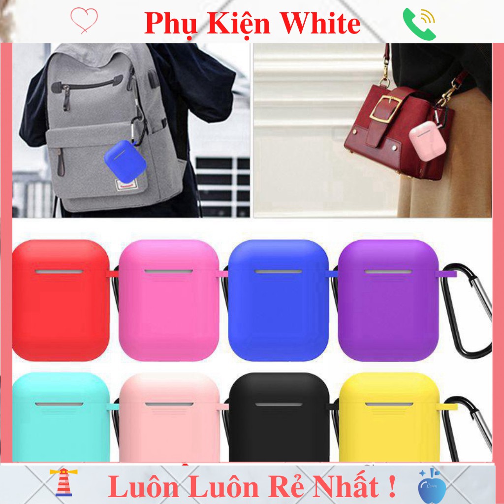 Vỏ Bọc silicon bảo vệ cho hộp sạc tai nghe Airpod  Airpods 1,2 i12 i12 Tws chống va đập - kèm móc