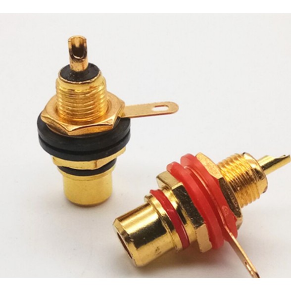 1 cặp Jack RCA Jack hoa sen kim loại mạ vàng cái 2 màu đỏ đen
