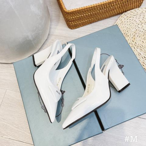 Sandal hở gót gót dẹt 8cm mũi nhọn sang chảnh fullbox túi giấy