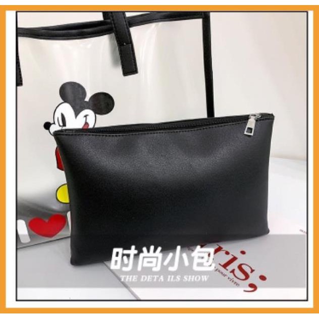 Set túi nhựa trong mickey xách tay thời trang công sở - Túi đi biển 8991