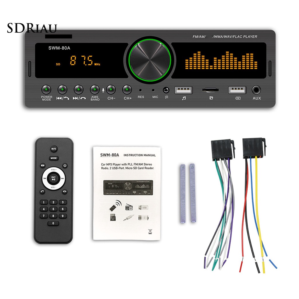 Máy nghe nhạc MP3 hỗ trợ chức năng FM tích hợp đèn nhiều màu sắc cho xe hơi