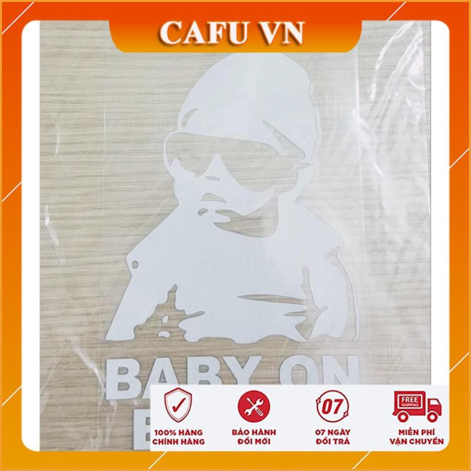 Decal dán trang trí tem dán trang trí cửa sổ xe hơi hoạt hình " Baby on Board "- CAFU VN