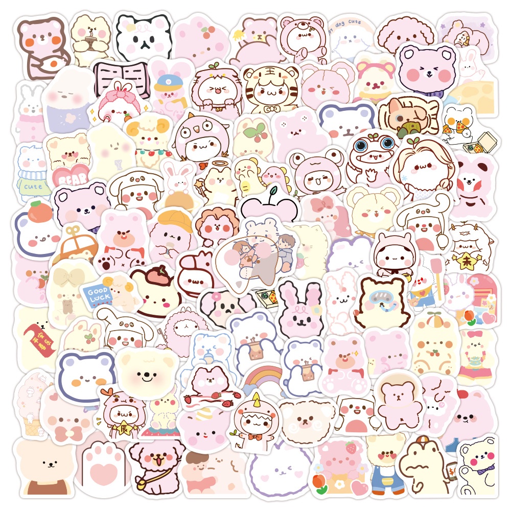 Set 100/50 Sticker Hoạt Hình Đáng Yêu Dán Laptop Notebook