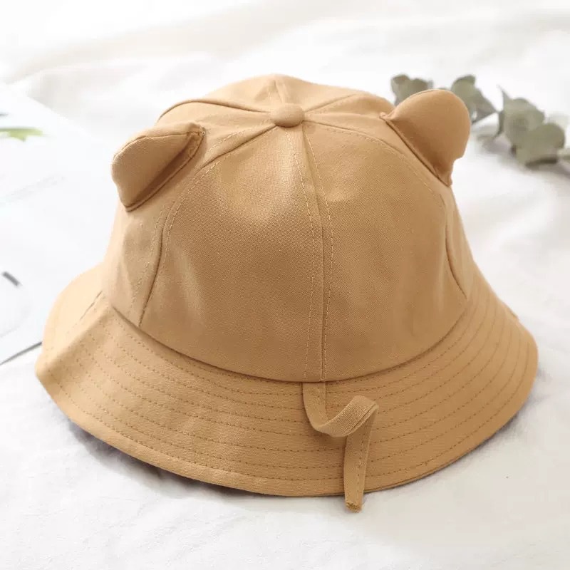 Mũ cho bé trai bé gái - Nón bucket vành tròn Trơn nhiều màu tai gấu cho bé từ 7 - 18 tuổi phong cách Hàn Quốc