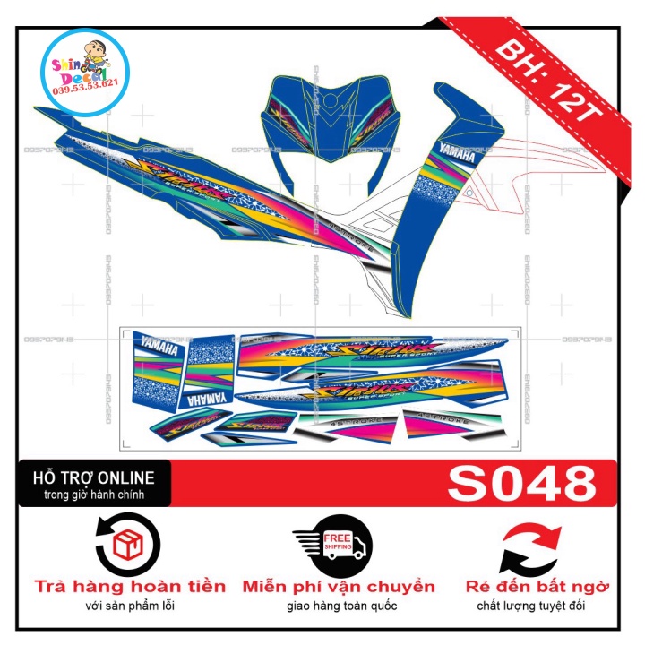 TEM RỜI SIRIUS DÁN XE XANH GP S048 -- SHIN DECAL 2