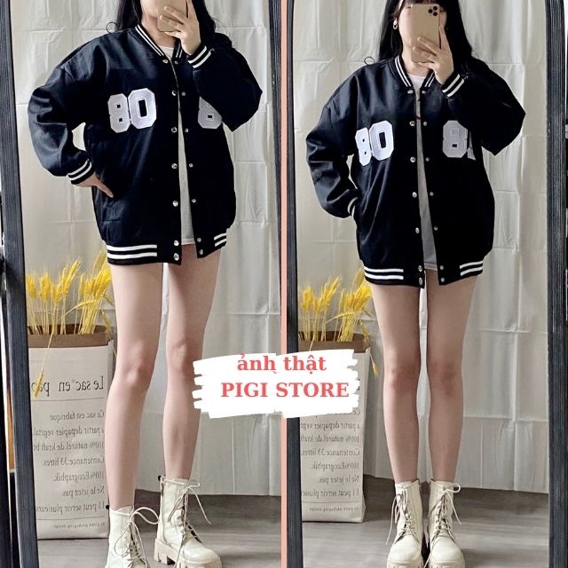 Áo khoác bomber unisex Áo bomber bóng chày H8-08 chất kaki dày dặn, mặc đi học, đi chơi, PIGI STORE Mã 04